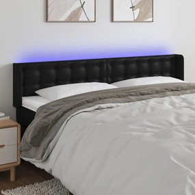 Κεφαλάρι Κρεβατιού LED Μαύρο 183x16x78/88 εκ. Συνθετ. Δέρμα 3123338