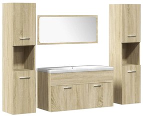 vidaXL Σετ Επίπλων Μπάνιου 5 Τεμαχίων Sonoma Δρυς Επεξεργασμένο Ξύλο
