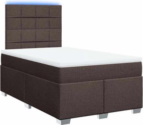 vidaXL Κρεβάτι Boxspring με Στρώμα Σκούρο Καφέ 120x200 εκ. Υφασμάτινο