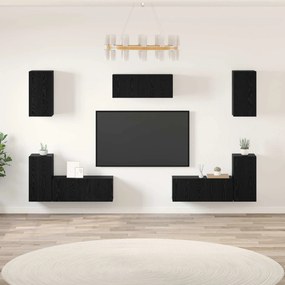 vidaXL Σετ επίπλου τηλεόρασης 7 pcs Μαύρη Οξυά Επεξεργασμένο ξύλο