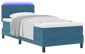 vidaXL Κρεβάτι με Σπρέι με Στρώμα & LED Σκούρο Μπλε 80x200 εκ Βελούδο