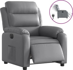 vidaXL Πολυθρόνα Ηλεκτρική Ανακλινόμενη Γκρι από Συνθετικό Δέρμα