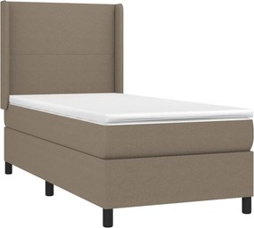 vidaXL Κρεβάτι Boxspring με Στρώμα &amp; LED Taupe 90x190 εκ. Υφασμάτινο