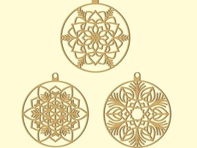 Σετ των 3 Intra απο ξύλο plywood 3mm-4mm πάχος – Χριστουγεννιάτικα στολίδια Floral Ball 6 30x30 cm INTRAVECTRY-MY545747