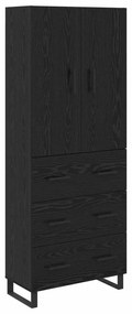 vidaXL Highboard με συρτάρι 2 pcs Μαύρη Οξυά Σύνθετο Ξύλο και Γυαλί