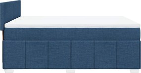 vidaXL Κρεβάτι Boxspring με Στρώμα Μπλε 140x190 εκ. Υφασμάτινο