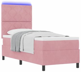 vidaXL Κρεβάτι με ελατήρια με στρώμα Ροζ 80 x 200 cm Βελούδο