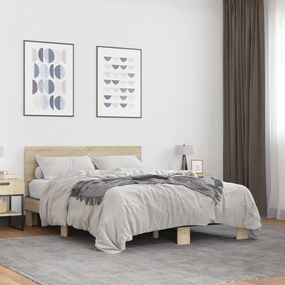vidaXL Πλαίσιο Κρεβατιού Sonoma Δρυς 140x200 εκ. Επεξ. Ξύλο &amp; Μέταλλο