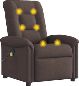 vidaXL Πολυθρόνα Μασάζ Ανακλινόμενη Σκούρο Καφέ Υφασμάτινη