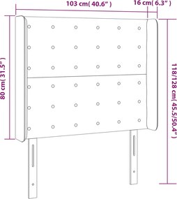 vidaXL Κεφαλάρι Κρεβατιού LED Λευκό 103x16x118/128 εκ. Συνθετ. Δέρμα