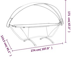 vidaXL Ξαπλώστρα Εξ.Χωρ. με Σκέπαστρο Πράσινη Ατσάλι + Ύφασμα Oxford