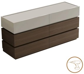 Συρταριέρα Sonlen pakoworld mdf σε καρυδί-μπεζ απόχρωση 120x40x72εκ
