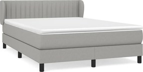 vidaXL Κρεβάτι Boxspring με Στρώμα Ανοιχτό Γκρι 140x190 εκ. Υφασμάτινο