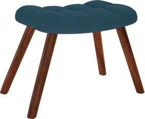 vidaXL Πολυθρόνα Relax Μπλε Βελούδινη με Σκαμπό