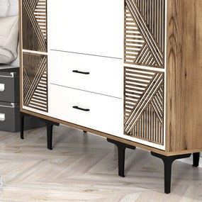 Τετραφυλλη Ντουλαπα Καρυδια/Λευκο KUMSAL 47.5x160x201.4