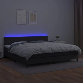 vidaXL Κρεβάτι Boxspring με Στρώμα &amp; LED Μαύρο 200x200 εκ. Συνθ. Δέρμα