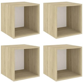 vidaXL Ντουλάπια Τοίχου 4 τεμ. Λευκά / Δρυς 37x37x37εκ. από Επεξ. Ξύλο