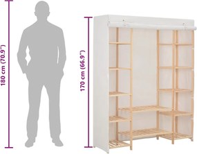 vidaXL Ντουλάπα Λευκή 135 x 40 x 170 εκ. Υφασμάτινη