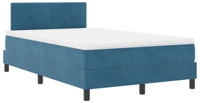 vidaXL κρεβάτι Box Spring  με στρώμα & LED Μπλε Σκούρο 120x200 εκ Βελούδο