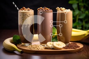 Intra Συλλεκτικό Ξύλινο Παζλ Plywood  4mm - Ποικιλία Smoothies με μπανάνες και βρώμη Σε Ξύλινο Κουτί - Διαστάσεις: 10x10 cm – 25 κομμάτια