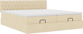 vidaXL Οθωμανικό κρεβάτι με στρώματα Κρέμα 180x200cm ύφασμα