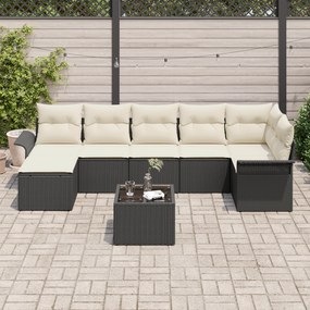 vidaXL Σετ Καναπέ Κήπου 7 κομματιών με Μαξιλάρια Brown Πολυ Ρατάν