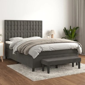 ΚΡΕΒΑΤΙ BOXSPRING ΜΕ ΣΤΡΩΜΑ ΣΚΟΥΡΟ ΓΚΡΙ 140X190 ΕΚ. ΒΕΛΟΥΔΙΝΟ 3138080