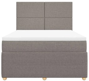 vidaXL Κρεβάτι Boxspring με Στρώμα Taupe 140x190 εκ. Υφασμάτινο