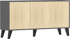 Μπουφές Billie pakoworld ανθρακί-sonoma 149x40x77εκ