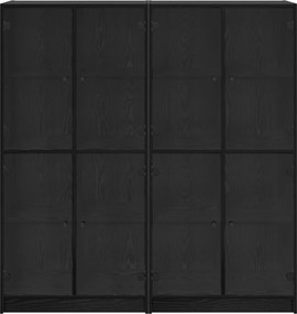 vidaXL Highboard 2 pcs Μαύρη Οξυά 68 x 37 x 142 εκ Επεξεργασμένο ξύλο