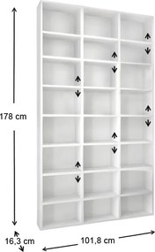 Βιβλιοθήκη Fyodor Megapap χρώμα λευκό 102x16x178εκ.