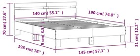 Πλαίσιο Κρεβατιού με Κεφαλάρι Καφέ Δρυς 140x190 εκ. Επεξ. Ξύλο - Καφέ