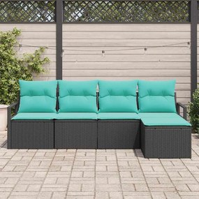 vidaXL Σετ Καναπέ 5 pcs Μαύρο συνθετικό ρατάν
