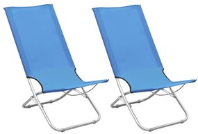 vidaXL Καρέκλες Παραλίας Πτυσσόμενες 2 τεμ. Μπλε Υφασμάτινες