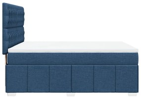 vidaXL Κρεβάτι Boxspring με Στρώμα Μπλε 160x200 εκ. Υφασμάτινο