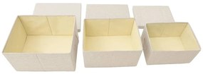 Κουτιά Αποθήκευσης Στοιβαζόμενα Σετ 3 Τεμαχίων Κρεμ Υφασμάτινα - Κρεμ