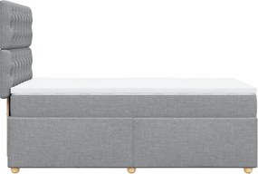 vidaXL Κρεβάτι Boxspring με Στρώμα Ανοιχτό Γκρι 90x200 εκ. Υφασμάτινο