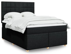 vidaXL Κρεβάτι Boxspring με Στρώμα Μαύρο 140x190 εκ. Υφασμάτινο