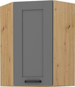 Κρεμαστό ντουλάπι γωνιακό Nelor 60x60 GN 90 1F-Γκρι σπέσιαλ - Φυσικό