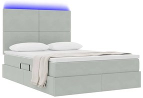 vidaXL Κρεβάτι με αποθηκευτικό χώρο και LED Ανοιχτό γκρι 140 x 200 cm