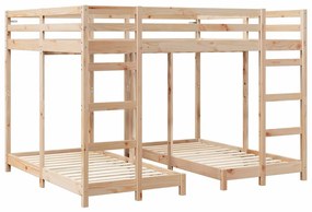 vidaXL Σκελετός Κουκέτας Τριών Επιπέδων Καφέ 160 x 200 cm