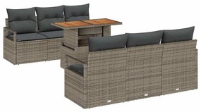 vidaXL Σετ Καναπέ Κήπου με μαξιλάρι 7 pcs Γκρι