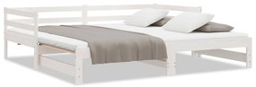 vidaXL Καναπές Κρεβάτι Λευκός 2 x (90 x 200) εκ. από Μασίφ Ξύλο Πεύκου