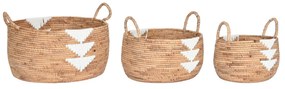 Σετ Καλαθιών DKD Home Decor Λευκό Φυσικό Σχοινί Θαλασσινό γρασίδι (3 Τεμάχια)