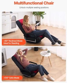 VEVOR 360° Swivel Floor Gaming Chair Folding Floor Chair with Armrest Adjustable