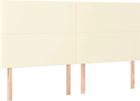 vidaXL Κρεβάτι Boxspring με Στρώμα &amp; LED Κρεμ 180x200 εκ. Συνθ. Δέρμα