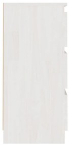 Κομοδίνο Λευκό 40 x 29,5 x 64 εκ. από Μασίφ Ξύλο Πεύκου - Λευκό