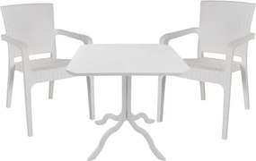 Τραπεζαρία Icon-Halcyon pakoworld σετ 3τεμ PP σε λευκή απόχρωση