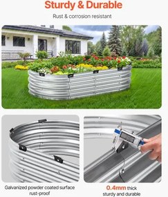 VEVOR Metal Raised Garden Bed 4x2x1 ft Outdoor Galvanized Planter Box Silver