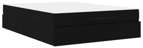 Σκελετός κρεβατιού με στρώμα με στρώμα 2 pcs Μαύρο ύφασμα